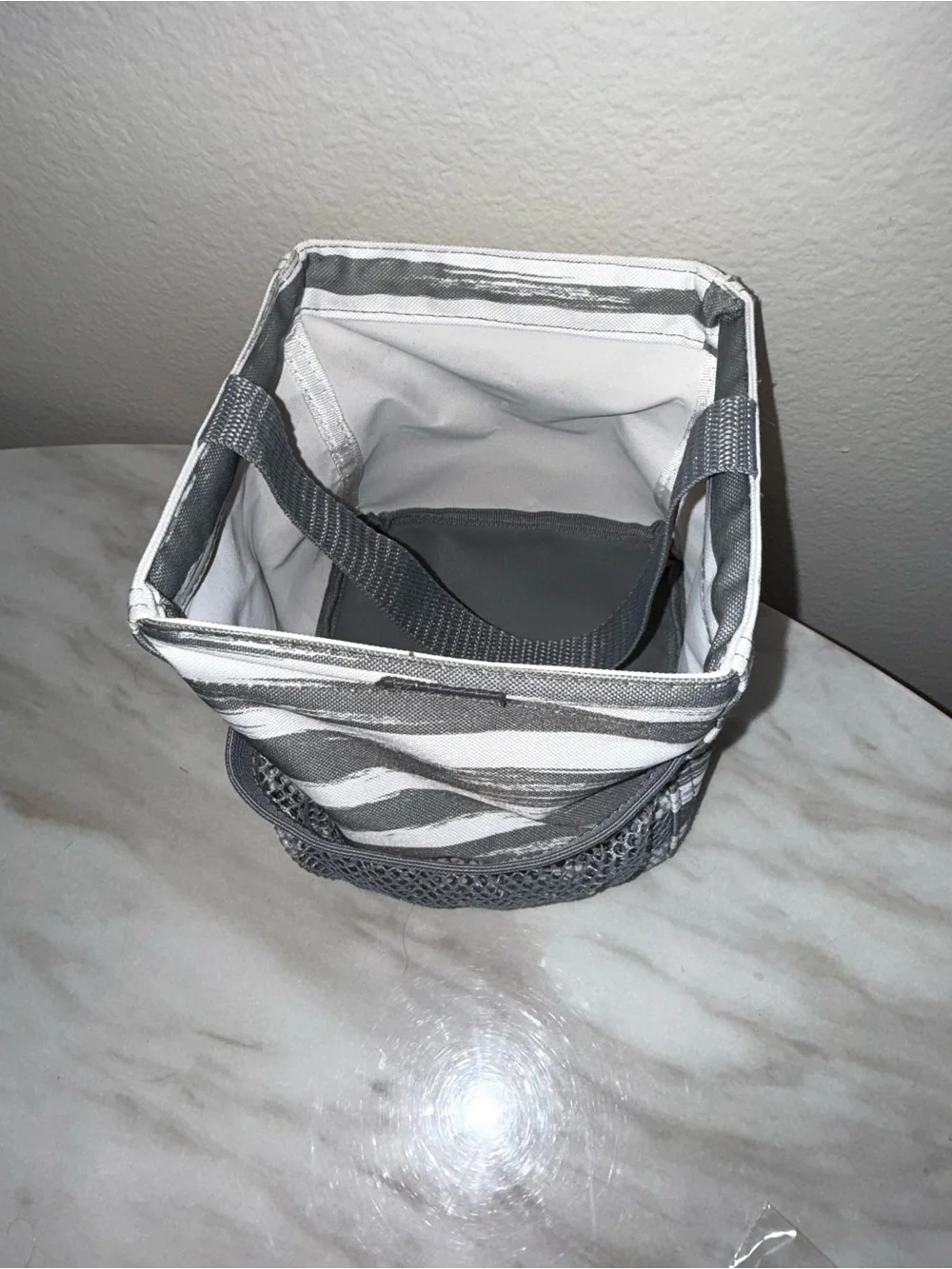 Thirty one carry all in one tote grey striped
